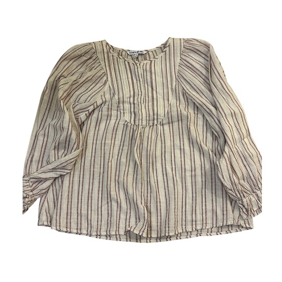 Elizabeth and James Tops - Elizabeth + James Striped Peasant‎ Blouse Long Sleeve Bohemian Top Boho Chic Med